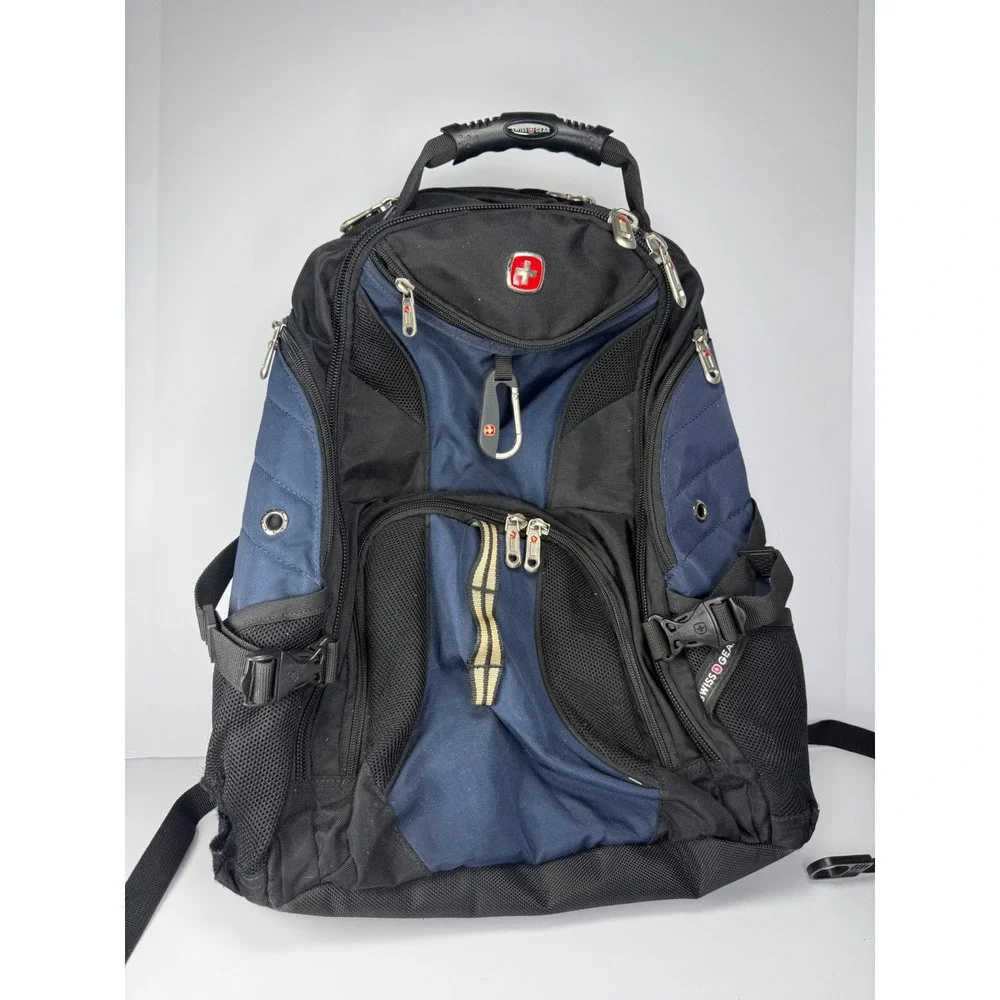 SwissGear ScanSmart Laptop Backpack Navy Blue Black Travel Bag Airflow Padded